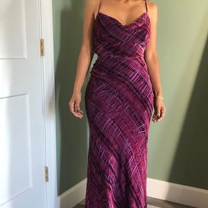 ABS spaghetti strap velvet multi color dress